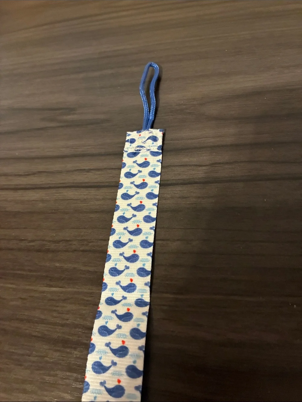 Blue Whale Pattern Pacifier Clip Nautical Fabric Binky Holder